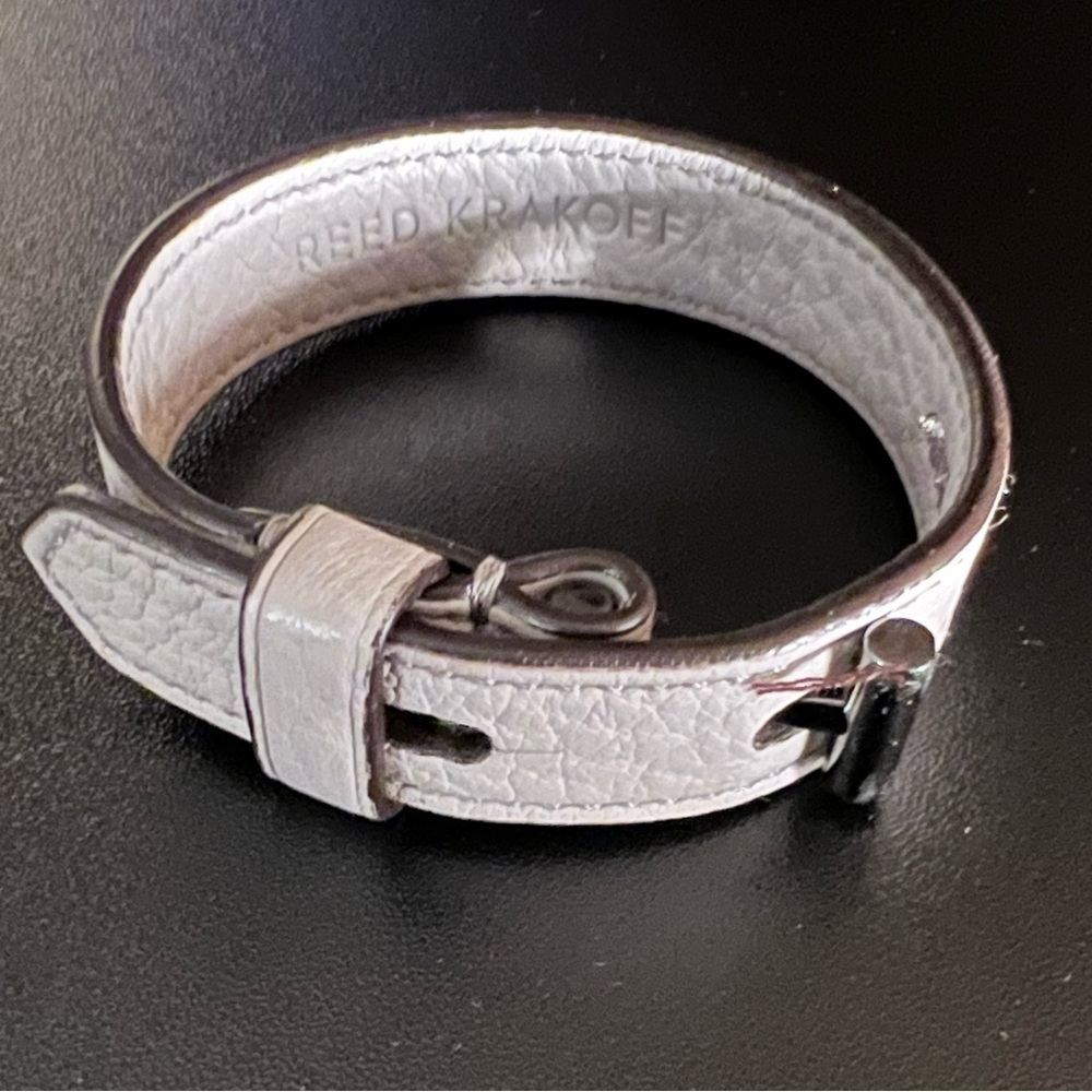 Reed Krakoff Gray Leather Wrap Bracelet Made in Italy